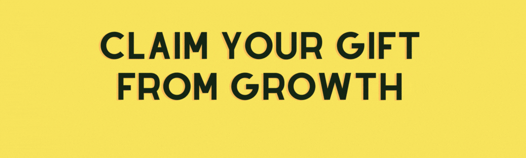 Growth Birthday Gift Presentation on a yellow background with confetti.