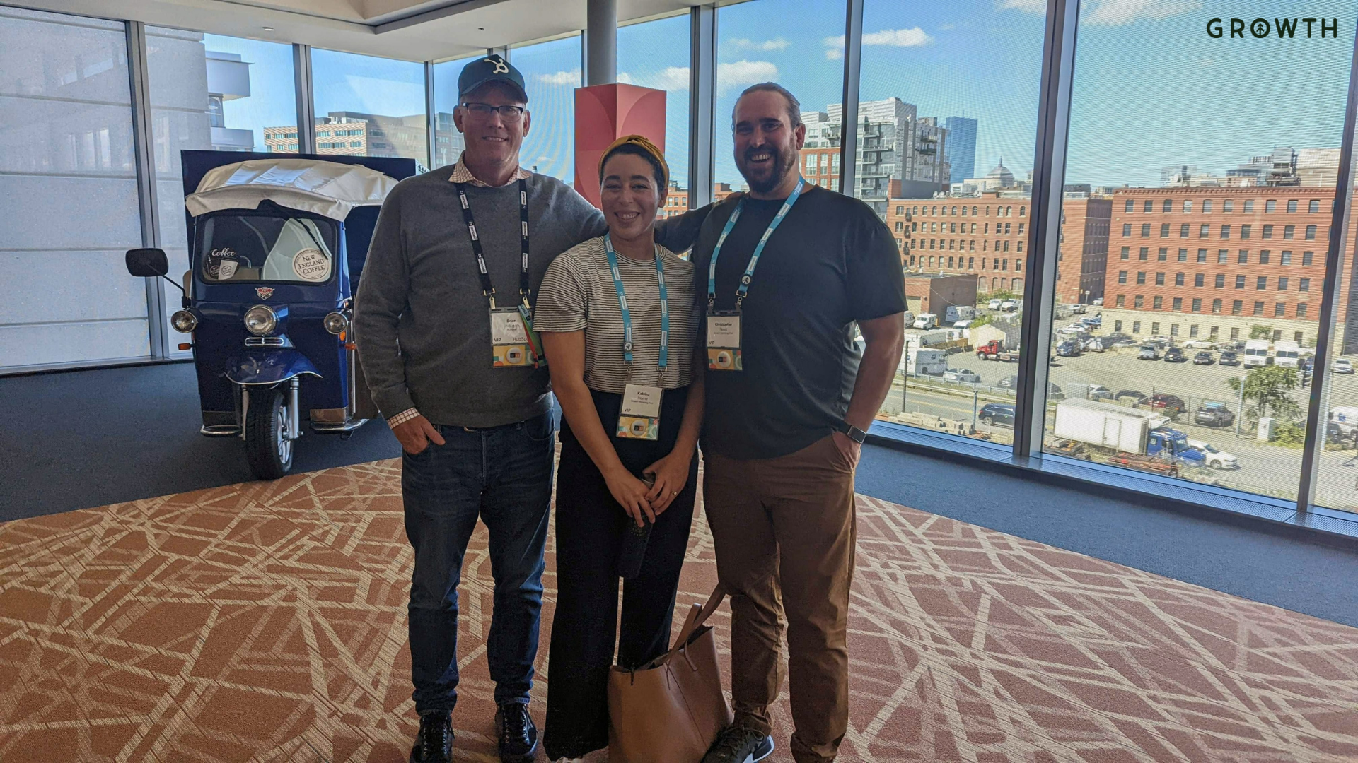 Chris + Katrina + HubSpot founder Brian at Inbound 22 in Boston.