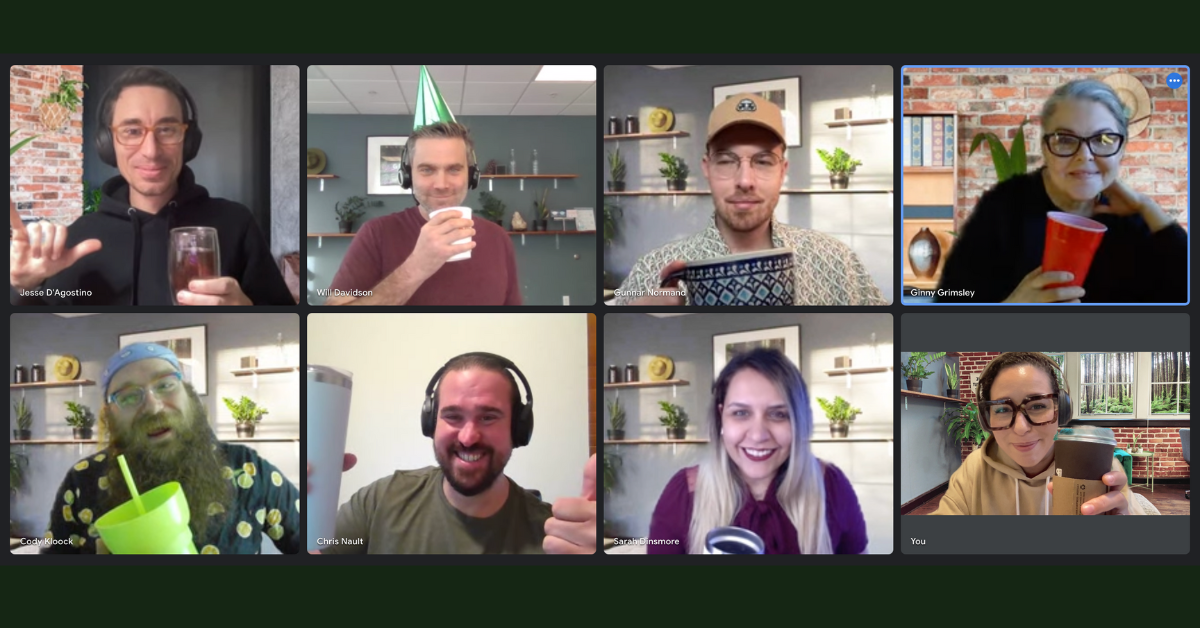 The Growth team in a remote meeting celebrating the 5-year anniversary of the founding of the firm.