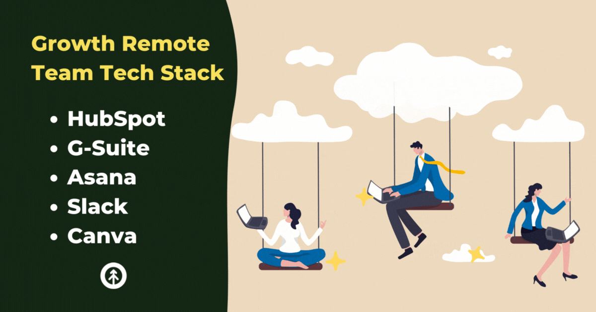 A vector graphic image of three people working on laptops while sitting on swings attached to clouds to represent working remotely using cloud technology.