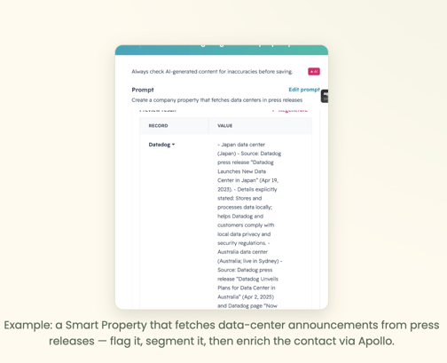 HubSpot and Apollo in Action, Property pulling in signals from Apollo - Growth AI Prospecting Agent Webinar 6.18.26