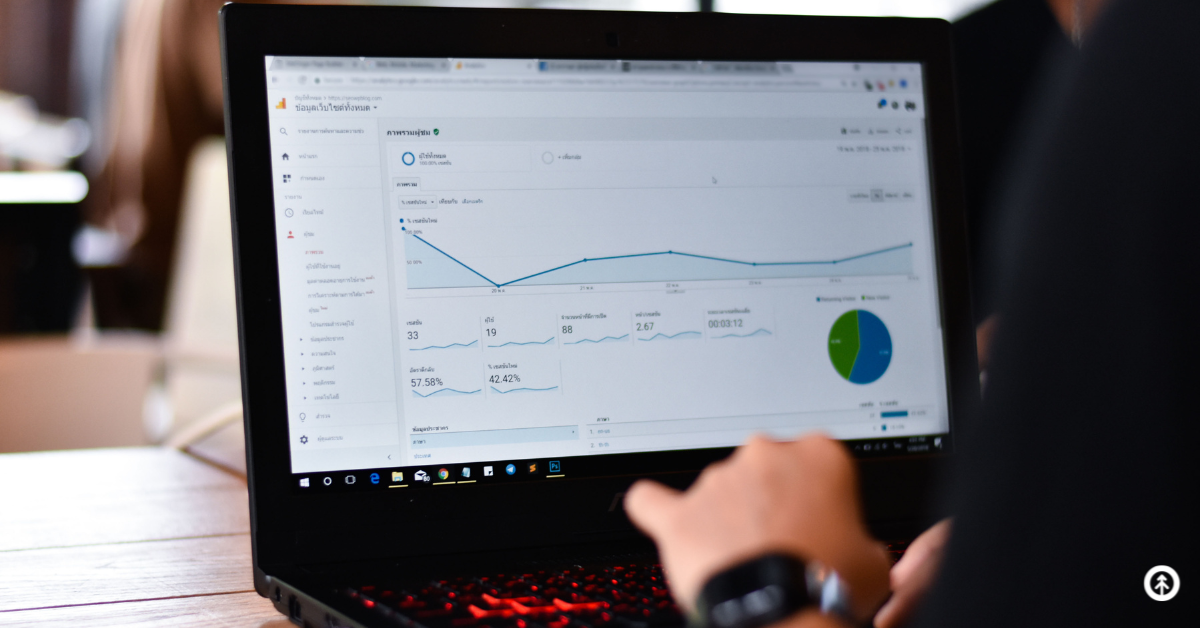 A Google Analytics dashboard showing data that tracks search engine optimization, SEO, of a website's contents. 