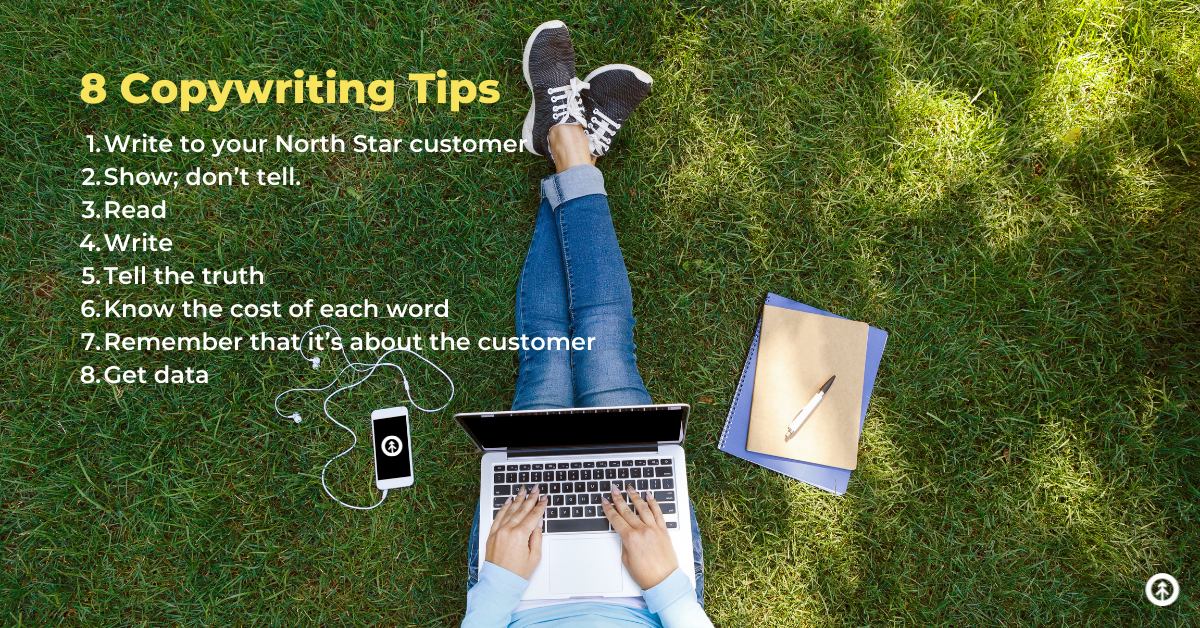 A person sitting on the grass with a laptop, a mobile phone with earbuds, a notebook, and a pen an infographic from Growth Marketing Firm.