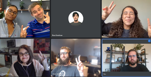 A screenshot of Growth Marketing Firm during a remote, weekly, team meeting on the Google Meet platform.