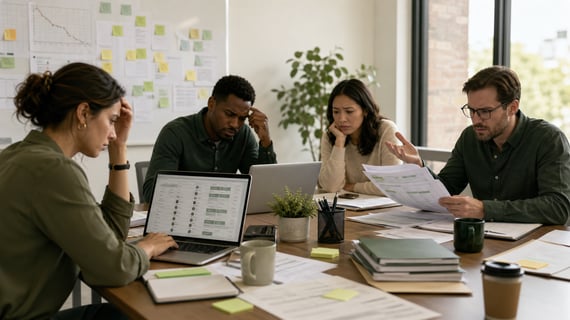 Nonprofit CRM implementation failure showing low adoption, spreadsheet fallback, and messy post-launch reporting