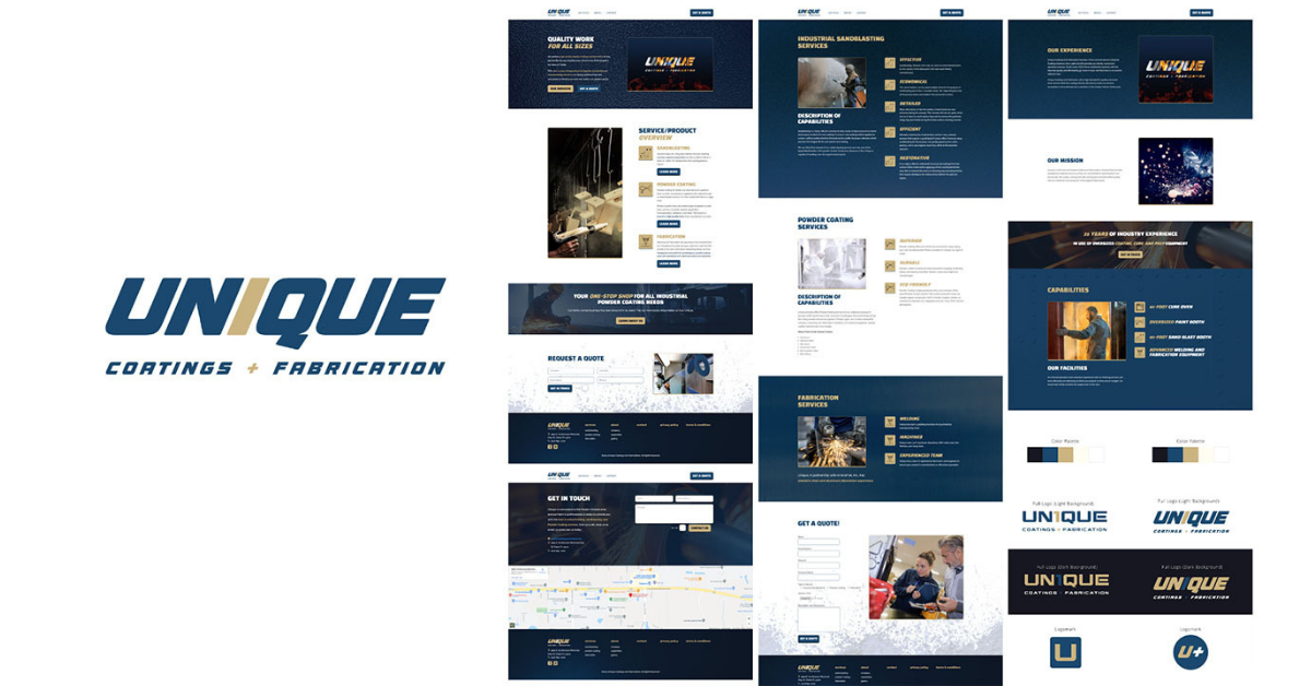 Project overview of Unique Coating and Fabrication’s new website design created by Ross Goodman for Growth Marketing Firm. 