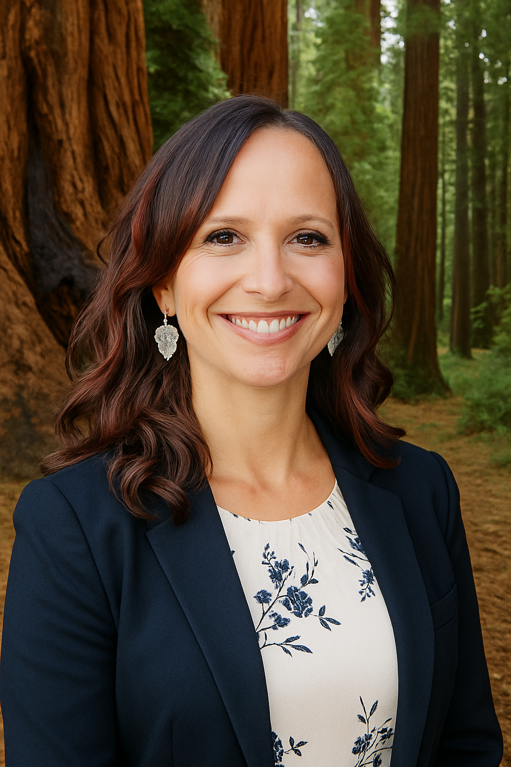 Smiling Portrait Amidst Redwood Forest