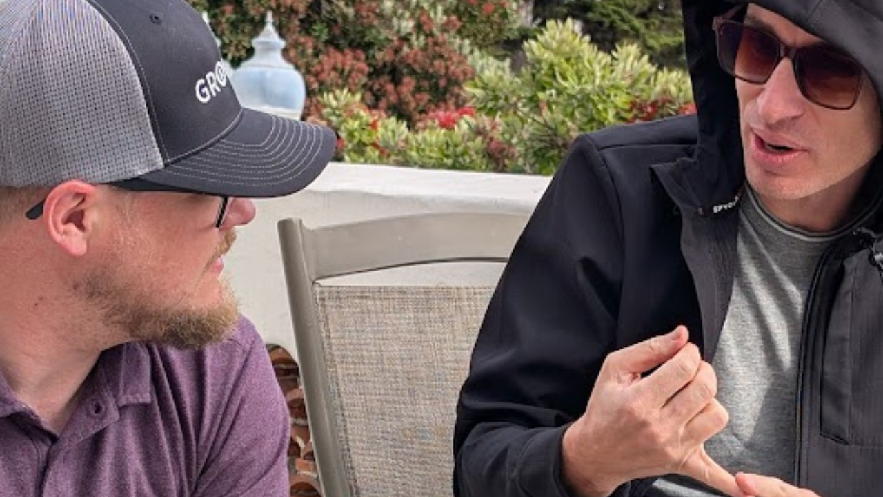 Jesse and Rich talking AI and MTG on the patio